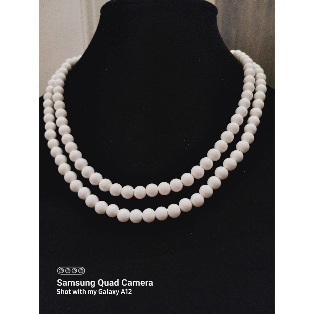 White Double Strand Bead Career Necklace